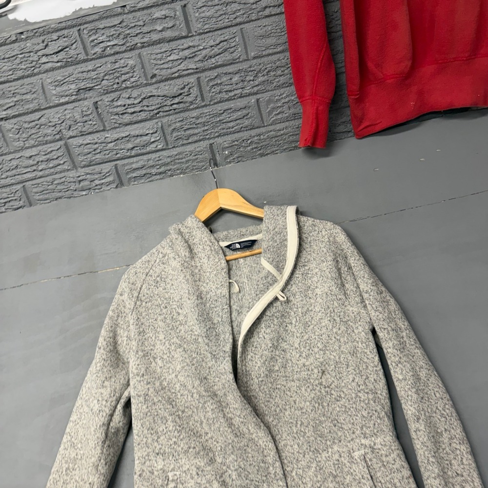 The North Face Crescent Wrap Fleece Jacket Grey Heather‎ Hooded Womens Small